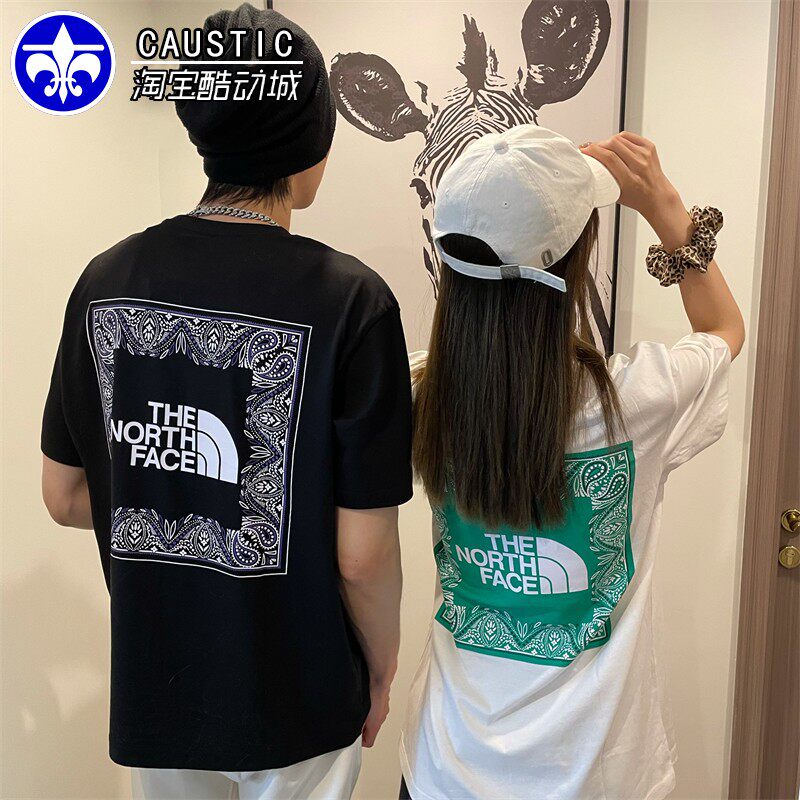 the north face北面tnf腰果花t恤纯棉短袖2022夏季男女款nt7un47a