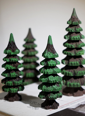 “云杉”手工木雕小摆件树木