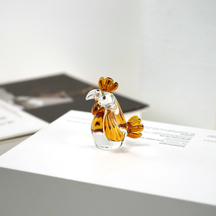 【大吉大利鸡】迷你琉璃动物小摆件可爱手工玻璃办公室桌面装饰品