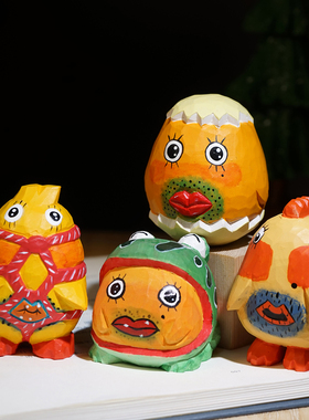 “柯曼尼奇人妖小鸡”手工木雕小摆件越狱兔周边工位桌面装饰品