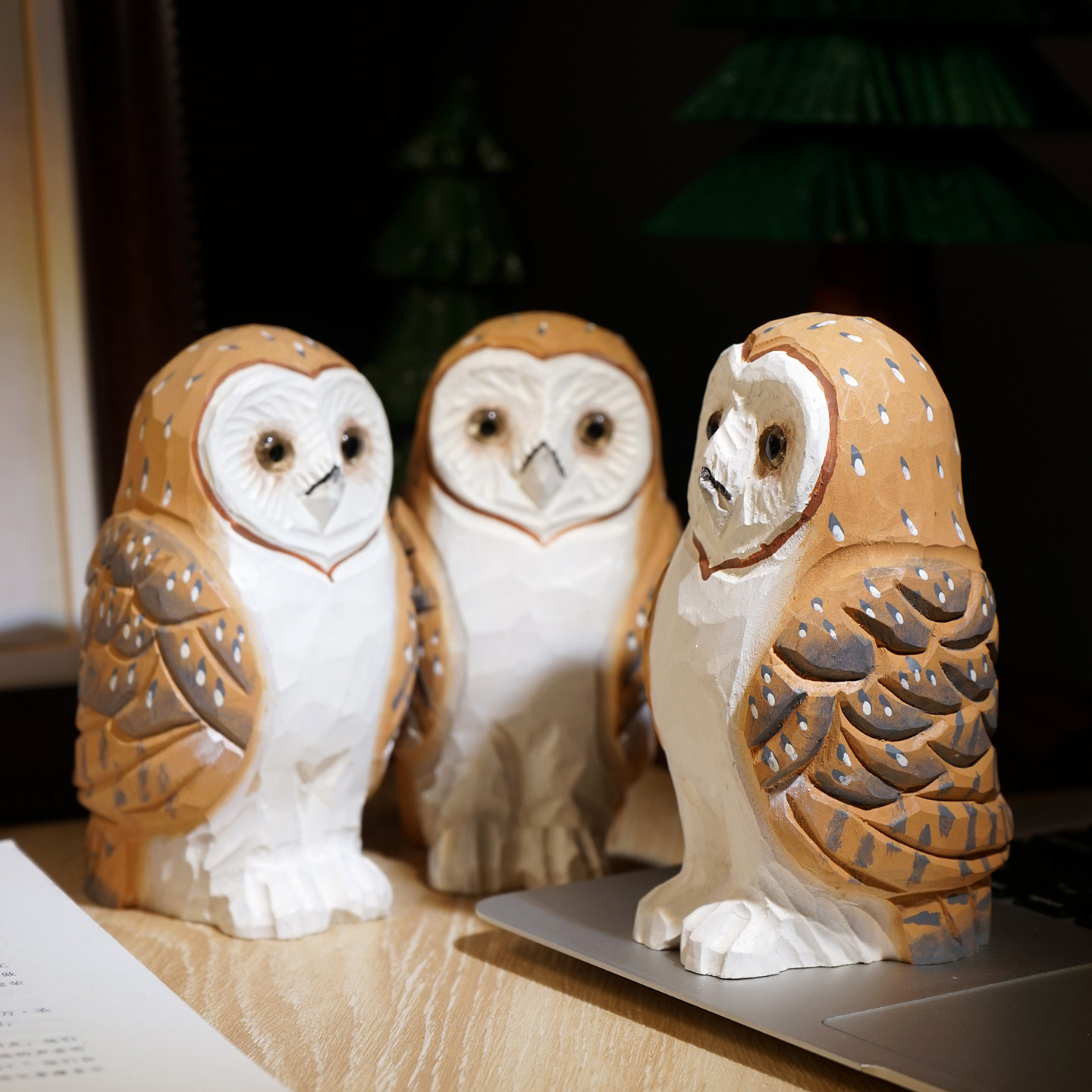 美国大猫头鹰手工木雕客厅电视机柜餐边柜展示酒柜装饰品家居摆件
