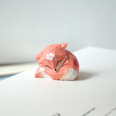 手作木雕小摆件小狐狸