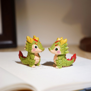 “我是一条小青龙”手工木雕小摆件卡通可爱十二生肖辰龙生日礼物