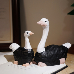 鸵鸟手工木雕小摆件动物办公室工位电视柜玄关桌面装饰品男生礼物