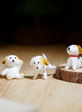 “撒尿小狗”手工琉璃玻璃小摆件可爱迷你创意卡通工位桌面装饰品