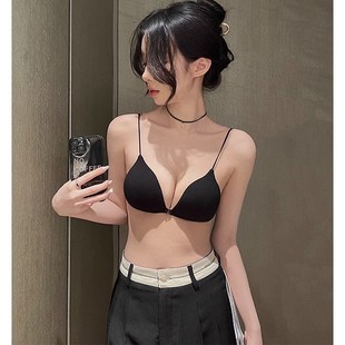 美背前扣内衣女超薄款夏季小胸聚拢法式三角杯无痕细带文胸比基尼
