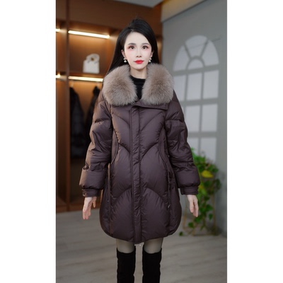 【鹅绒服】2026冬季时尚修身洋气减龄加厚保暖中长款羽绒服外套女