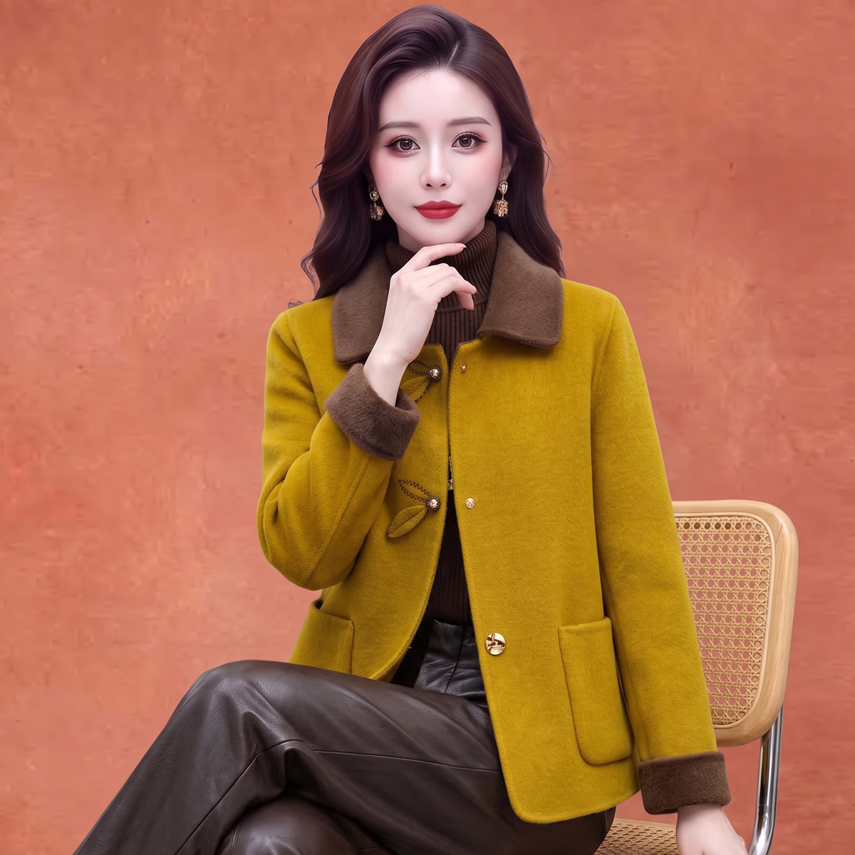 双面呢女2026秋冬羊毛大衣新款小香风短款翻领中式小个子呢子外套