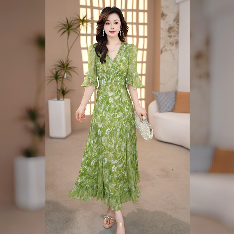 【千羽定制】法式碎花连衣裙2026年夏季名媛风气质优雅显瘦长款裙