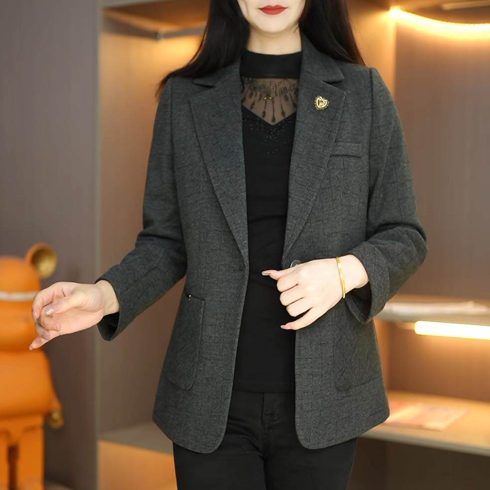 格子西装外套女2025春秋新款小个子高档女士休闲职业西服上衣