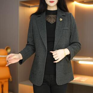 格子西装外套女2025春秋新款小个子高档女士休闲职业西服上衣