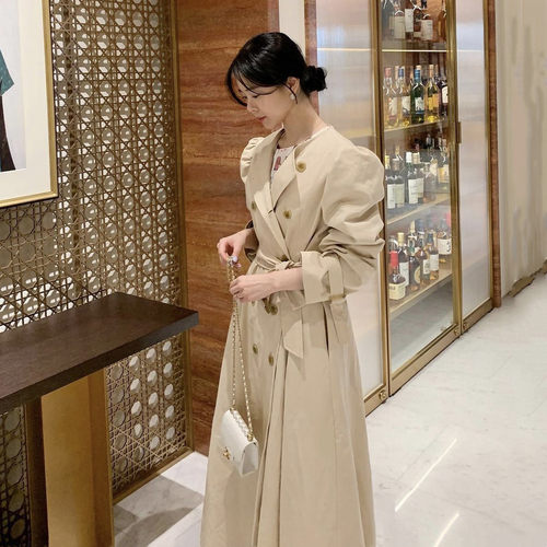 韩国双排扣风衣外套连衣裙