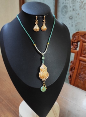 国风宋锦葫芦项链琵琶耳钉套装