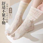 花边二指袜白色薄款 天鹅绒堆堆五趾袜蕾丝猪脚袜中筒分趾袜子 夏季