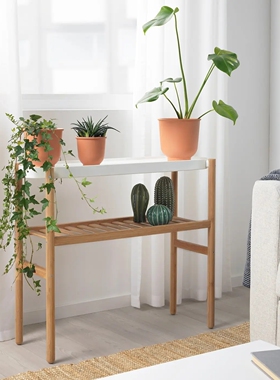 宜家代购沙图玛斯植物架竹白色70厘米花架花几阳台室内户外养花架