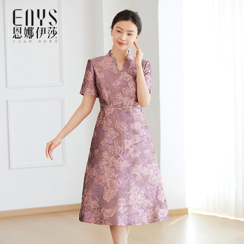 2025新款喜妈妈婚宴装高贵年轻喜婆婆中长款连衣裙结婚礼服裙显瘦
