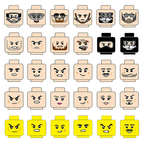 国产小颗粒MOC积木 3626 军事人仔印刷配件 头部 表情 脸部 3个