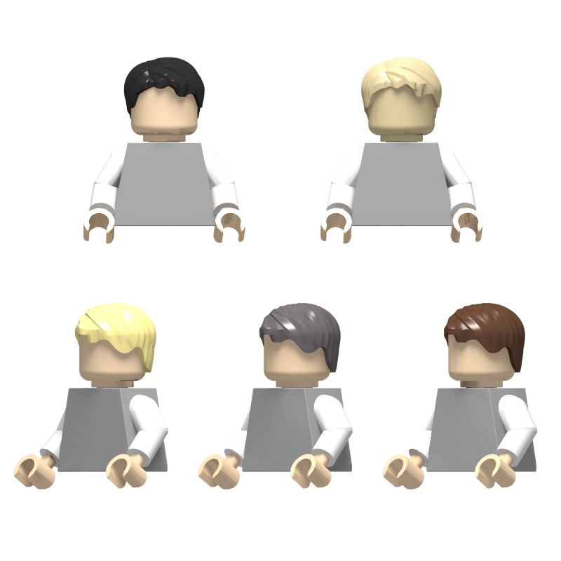 国产小颗粒积木 人仔头发帽子配件 兼容 62810 侧边短发