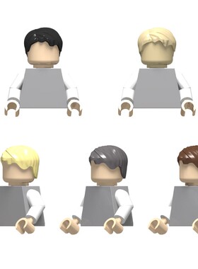 国产小颗粒积木 人仔头发帽子配件 兼容 62810 侧边短发