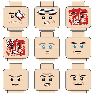 国产小颗粒积木 人仔头部 兼容 3626 军事士兵人仔表情脸部印刷