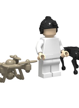 国产小颗粒积木军事人仔场景搭配武器片 无人机 机器狗 积木板件