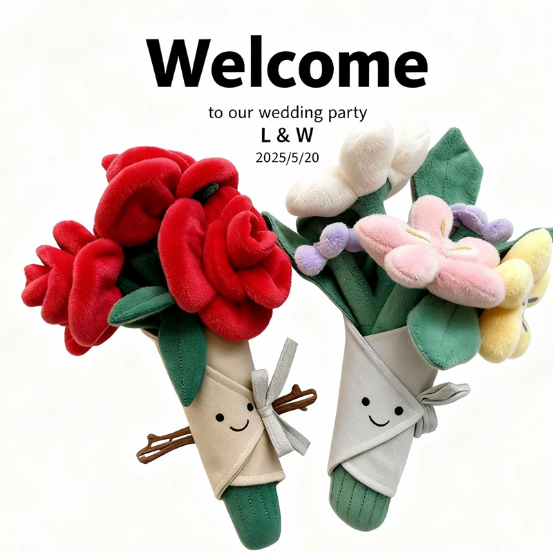 趣味玫瑰花束婚礼手捧花公仔毛绒玩具情人节礼物生日女毕业纪念日