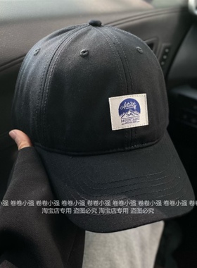 日系街头复古贴布字母黑色鸭舌帽女潮牌软顶休闲百搭棒球帽子男潮