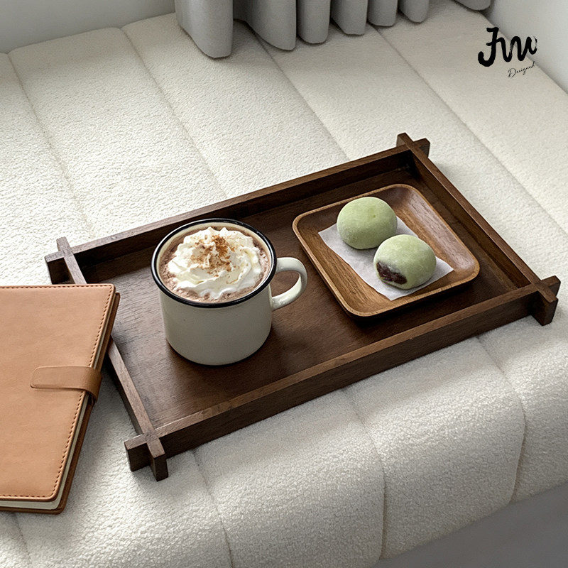 新品北美黑胡桃实木手工榫卯文承盘茶台茶盘文玩手串收纳点心托盘