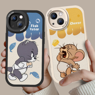 一对新款情侣手机壳猫和老鼠任意机型适用iPhone15搞怪oppo华为小米13有趣的vivo苹果14高级感小众pro卡通max