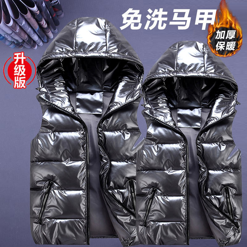 亮面羽绒羽绒棉马甲秋冬免洗马夹