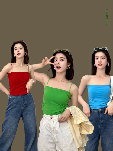 万能百搭纯色带胸罩吊带外穿
