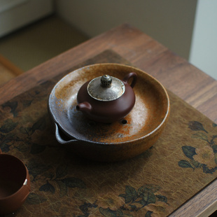 喜悅茶鋪 陶瓷干泡臺(tái) 粗陶壺承儲(chǔ)水茶船養(yǎng)壺墊濕泡臺(tái)養(yǎng)壺墊日式