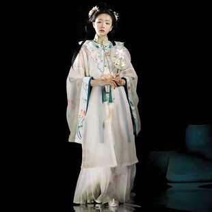 国风改良汉服女明制主腰长衫马面裙重工刺绣云肩古装仙气夏季套装