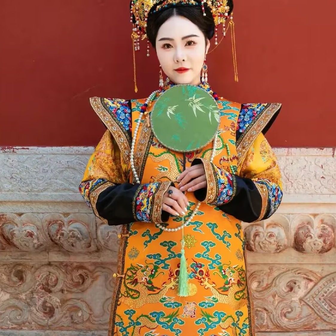 清朝皇后娘娘服装吉服清汉女清代太后满族旗装宫廷印花古装COS服