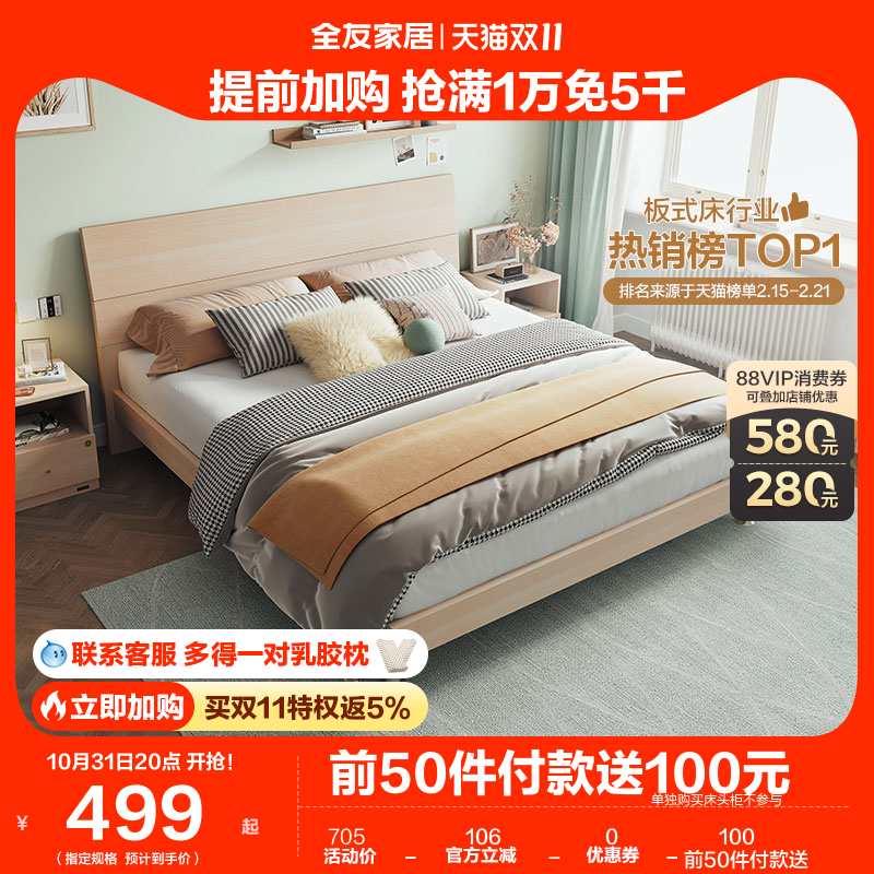 全友家居单人板式床双人床架1.5m现代简约主卧室家具大床106302怎么样,好用不?