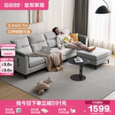 全友家居北欧科技布艺沙发仿棉麻客厅家具小户型三人位豆腐块沙发