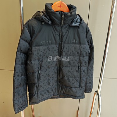 比音勒芬男商务连帽保暖羽绒服