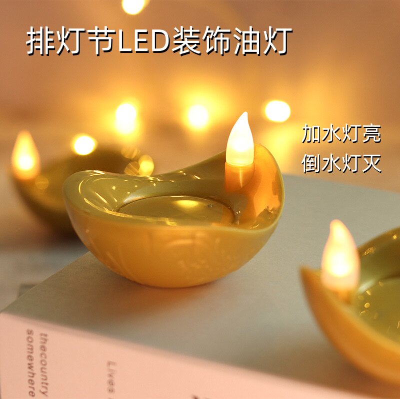 LED蜡烛灯复古油灯节日许愿灯祈福灯排灯节油灯新款批发遇水即亮