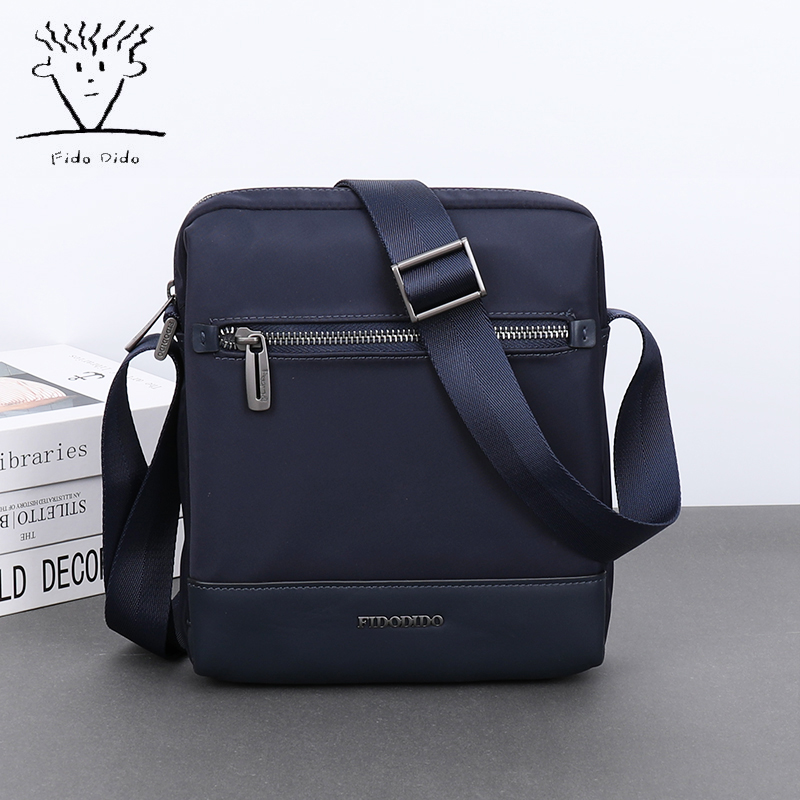 菲都狄都男包单肩包新款竖款韩版商务休闲男士包包防水斜挎包背包