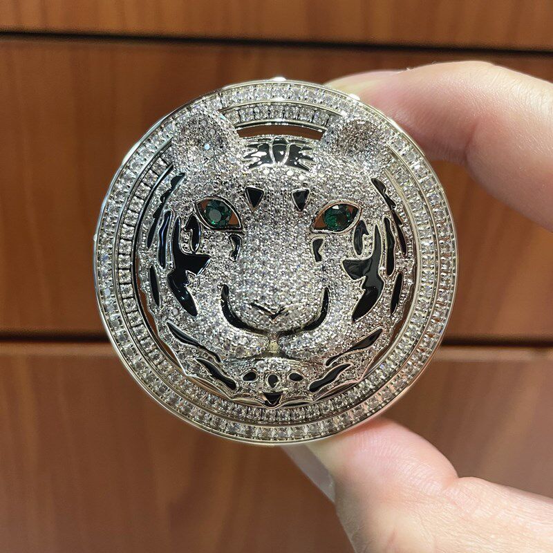 壕先生3.8平滑扣圆形镀金老虎头