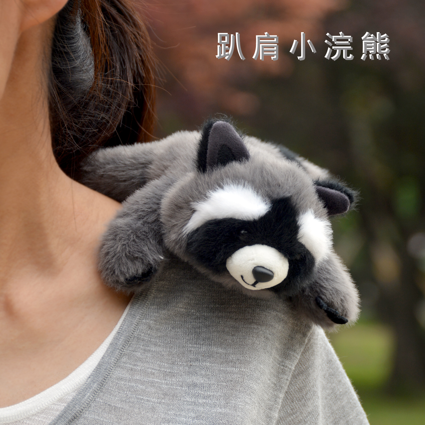 可爱趴肩小浣熊玩偶灰浣熊公仔毛绒玩具安抚娃娃儿童生日礼物礼品