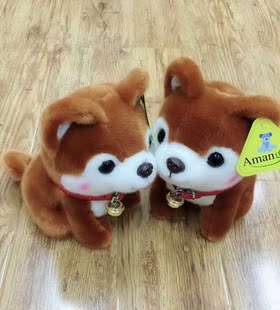 Amangs新款焦糖色柴犬可爱铃铛柴犬毛绒玩偶狗年吉祥物柴犬公仔