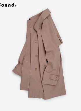 24WT66 FOUND+背后特别设计 自然高级斜纹棉中长款风衣外套女宽松