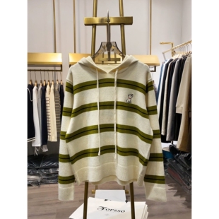 【晓艾档口实拍】日系小猫连帽条纹小衫2025秋冬新款简约百搭上衣