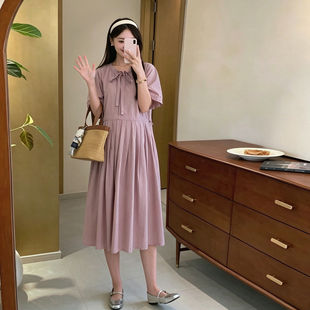 孕妇连衣裙夏装2026新款时尚洋气短袖宽松大码孕期衬衫裙子夏季女