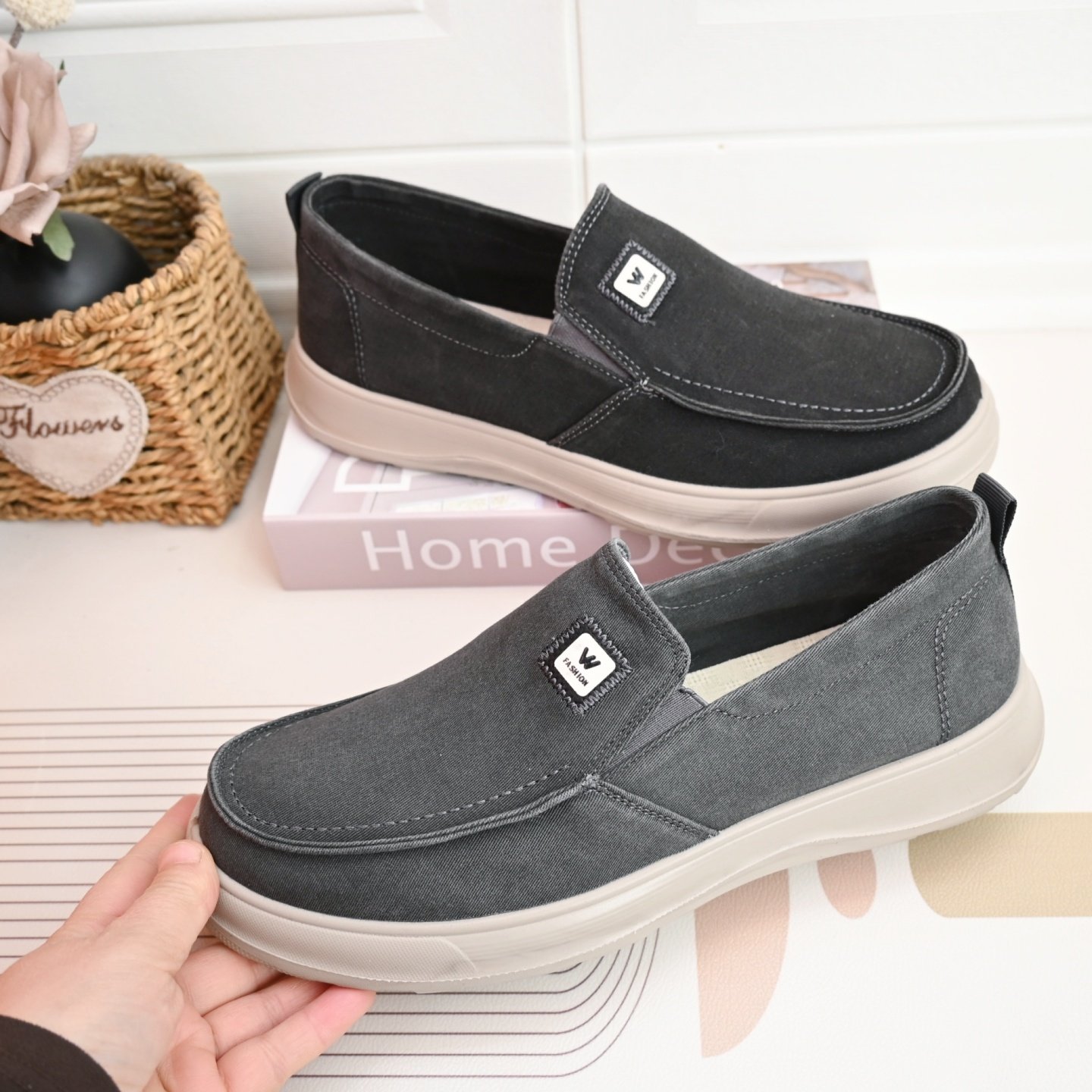 26春新款老北京水洗布中老年爸爸休闲鞋防滑软底舒适一脚蹬男单鞋,流行男鞋,布鞋,淘宝优惠券,粉丝福利购,淘宝优惠卷