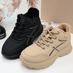 休闲雪地靴加绒保暖面包棉鞋 25老北京布鞋 时尚 新款 圆头健步女 冬季