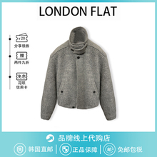 【现货】韩国londonflat大衣2024冬季新款立领短款夹棉毛呢外套女