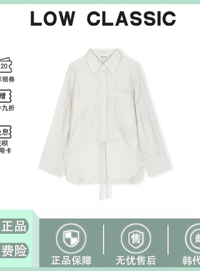 【现货】韩国low classic系带衬衣气质翻领微透衬衫lowclassic新