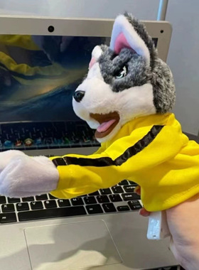 互动手偶调皮搞怪好凶会发声的拳击哈士奇小狗卡通毛绒手偶娱乐